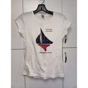 Stedman Women T Shirt L Sailboat Show Long Beach Ca Sailing USA White Vintage